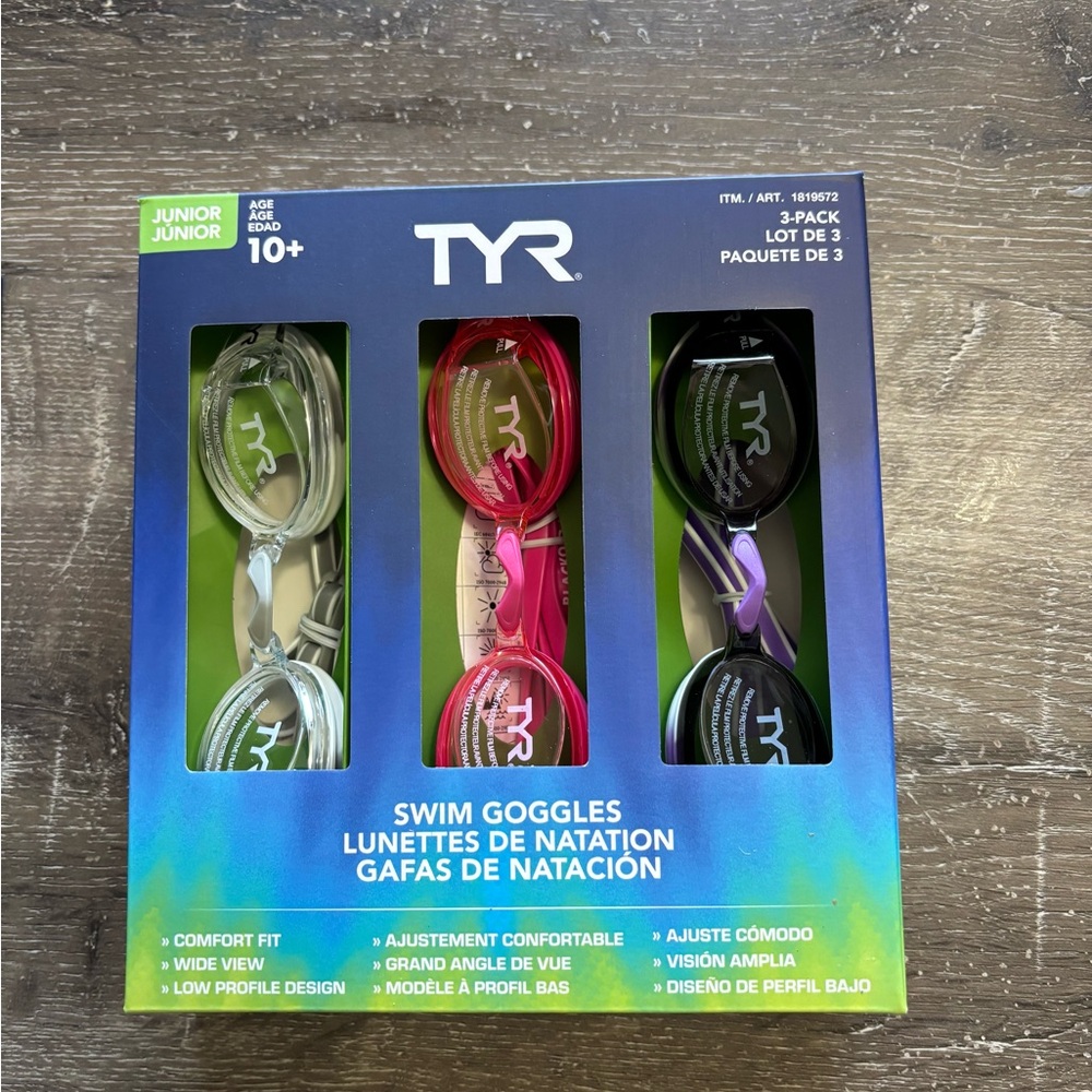 TYR Swim Goggles Set - Blue, Pink, Black